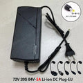 60V 72V 5A Lithium Battery Charger 67.2V 84V 5A Lithium Battery Pack 16S 20S 5A Smart Intelligent Fast Charging Chargers EU Plug