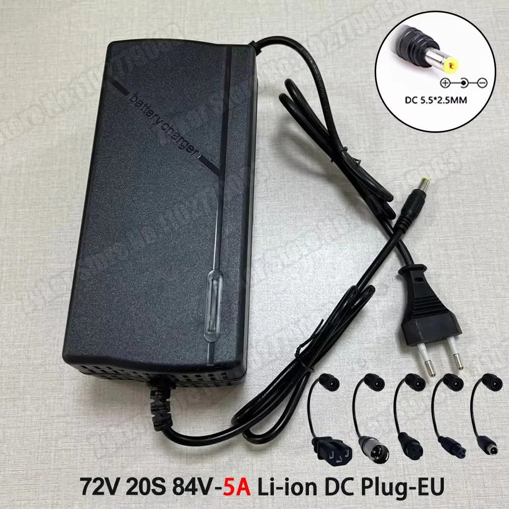 60V 72V 5A Lithium Battery Charger 67.2V 84V 5A Lithium Battery Pack 16S 20S 5A Smart Intelligent Fast Charging Chargers EU Plug
