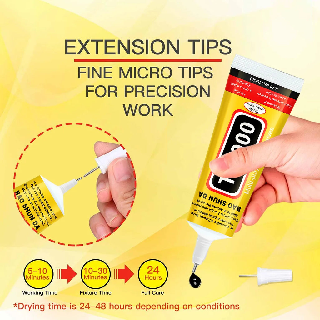 T7000 Upgrade Black Contact Cellphone Tablet Repair Adhesive,Strong Multifunctional liquid Glue T7000 Precision Applicator Glue